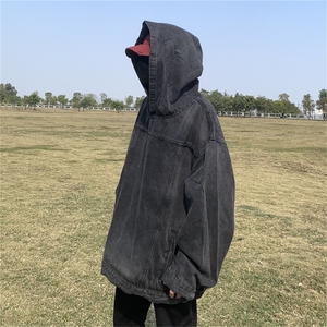 JK8605-P56 水洗做旧连帽牛仔卫衣图片