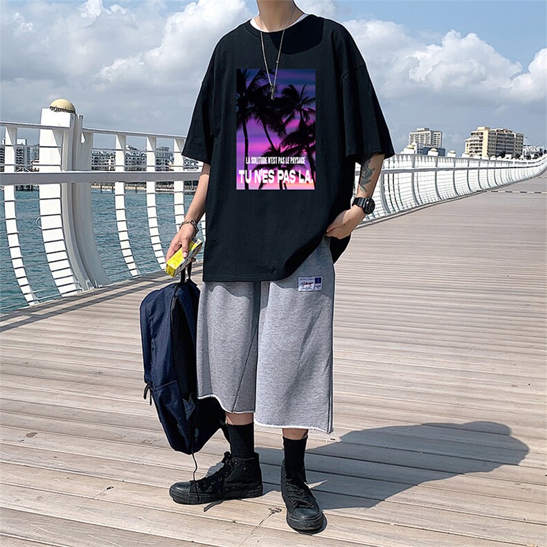 DX17195-P20纯棉短袖t恤男大码半袖打底衫宽松体恤衫港风,男装T恤,电商A040