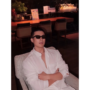 重磅棉麻长袖衬衫男2024新款潮牌痞帅宽松大码慵懒风防晒衬衣外套图片