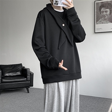 秋冬男士韩系学院风设计自带领带cleanfit长袖卫衣纯色上衣卫衣，男装卫衣，电商B319