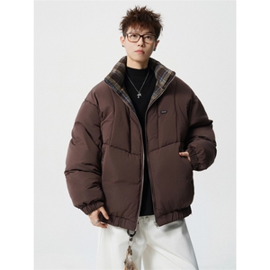 706-LK0596-P118  现货 冬季男装双面穿格纹立领棉服情侣棉衣外套图片
