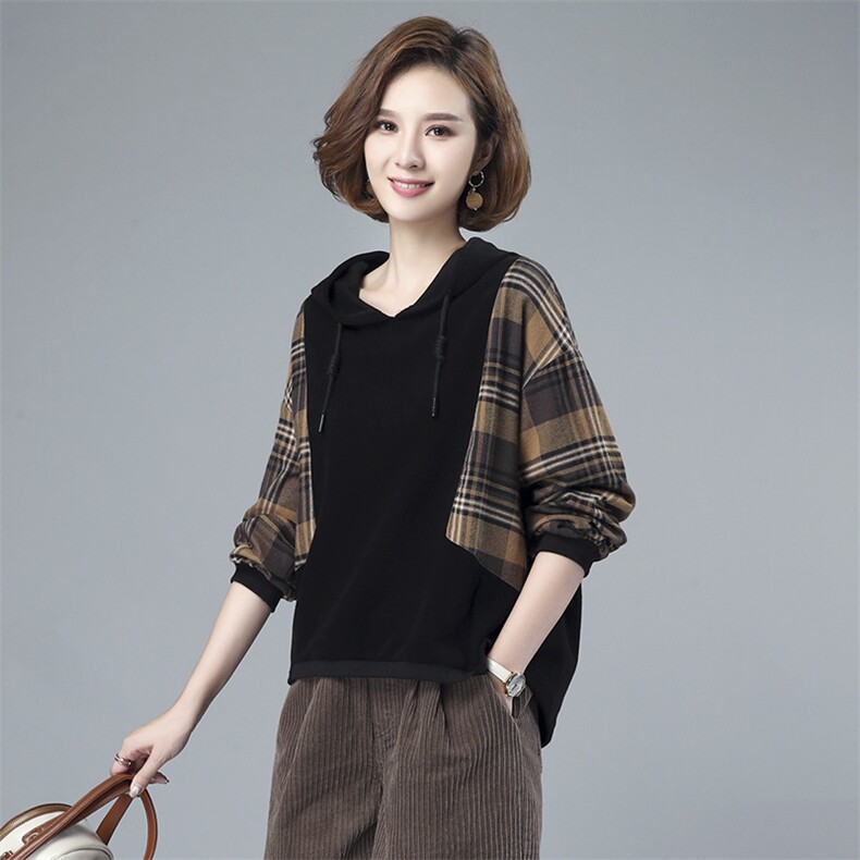 秋季卫衣女2021新款女士薄款妈妈装上衣春秋宽松休闲运动外套,女装卫衣/绒衫,伊满意