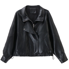 皮衣外套女春秋季2026新款小个子港风复古高级感皮夹克机车，女装皮衣，秀美人生