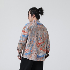 原创新中式春夏新品{敦煌壁画}数码印花风立领长袖衬衫31219，男装衬衫，星座305A（原312A-1）