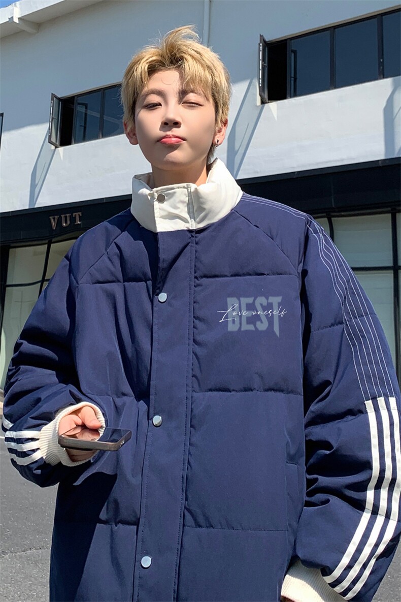 ！2025冬季新款男士潮牌撞色立领棉衣百搭棉服外套MY201特P80,男装棉衣,电商B220