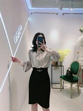 春款缎面衬衫，女装衬衫，珀莎
