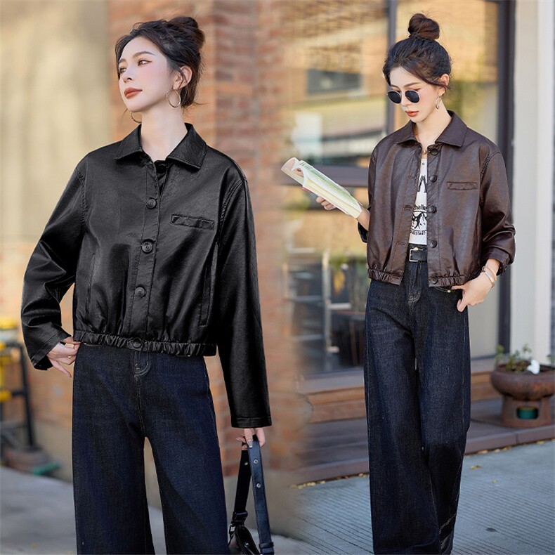 袁泉同款磨砂皮皮衣外套女2025新款短款高级感夹克，女装皮衣，跑量工厂店