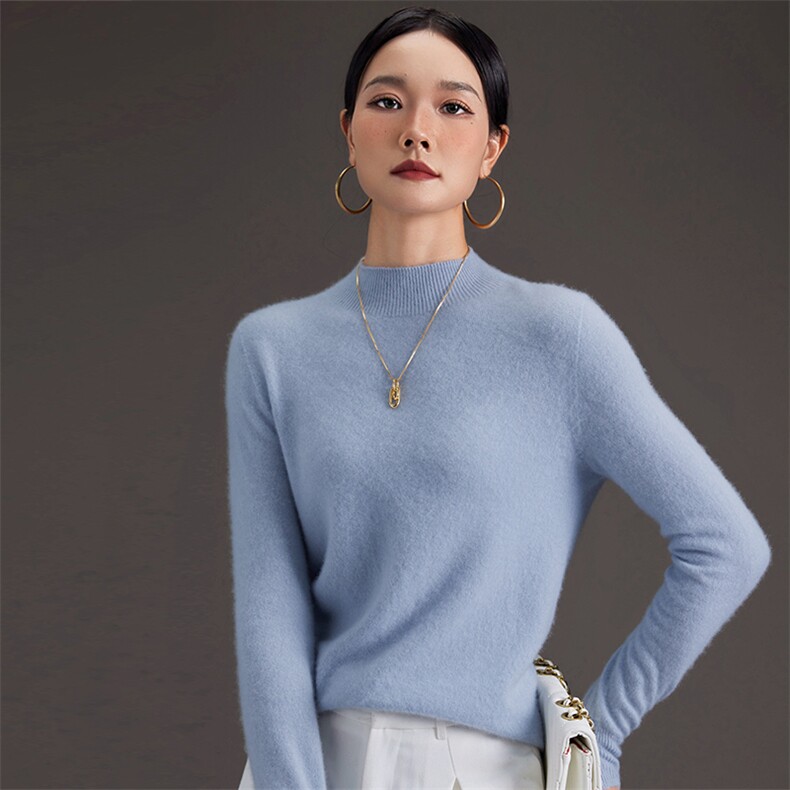 2025年秋季宽松型通勤套头单件长袖平面女半高，女装羊绒衫，鑫萬耀羊绒