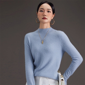 2025年秋季宽松型通勤套头单件长袖平面女半高，女装羊绒衫，鑫萬耀羊绒
