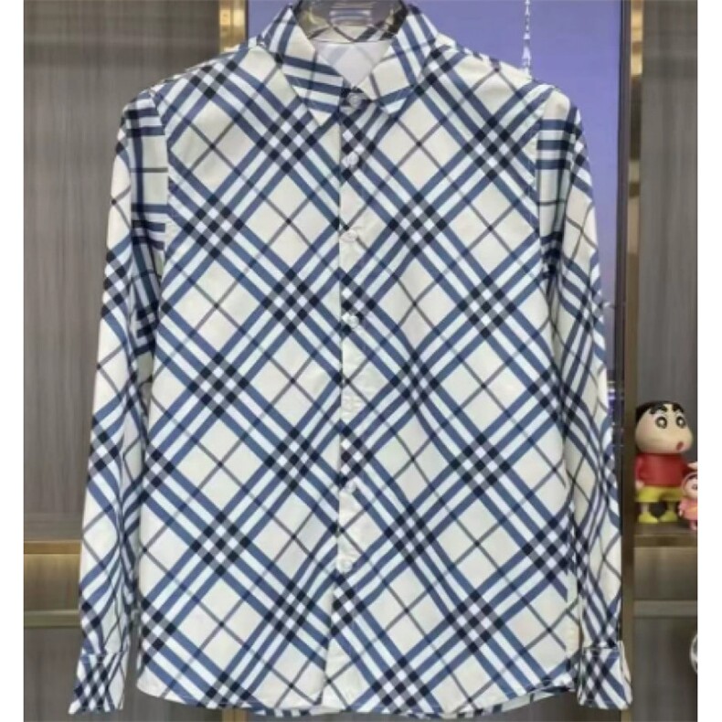 (网图)蓝白条纹格子长袖衬衫痞帅潮流休闲外套313B-CS6601-P58,男装衬衫,星座313B