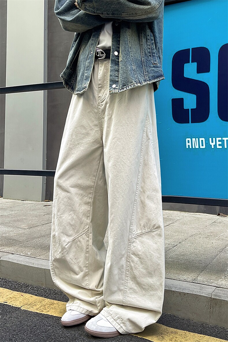 8XL-M工装裤男秋季日系男直筒宽松阔腿休闲弯刀裤子男K9177P65,男装工装外套,电商D206-1