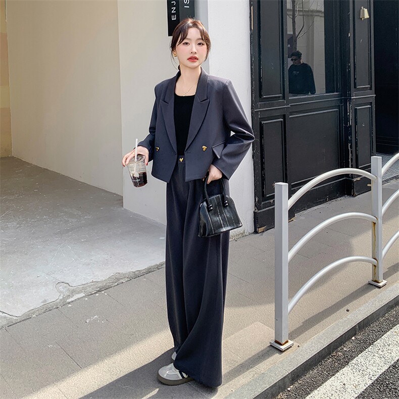 【主推现货】短款小西装阔腿裤两件套装女508-P150-K218,女装套装/套裙,2C126