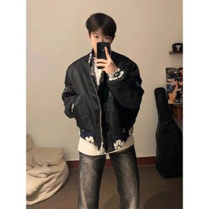 提花美式短款外套男高级感飞行夹克棒球服JK110特P65