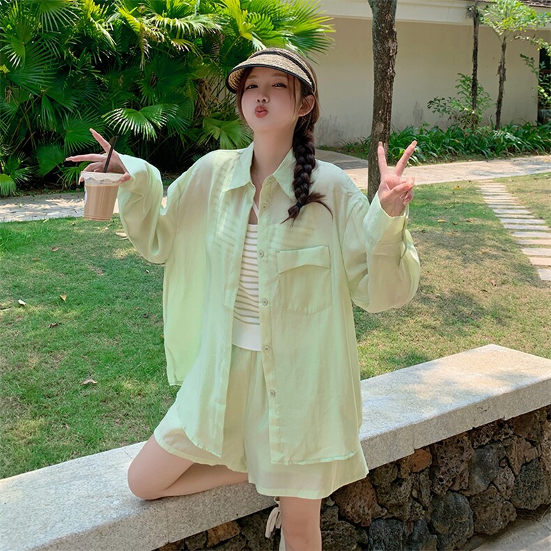 2024新款夏装宽松绿色三件套212A-8831-P135-K198,女装套装/套裙,浙宝212A