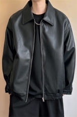 现货主推高质量皮衣外套男宽松皮夹克机车服A026P95加绒P105，男装夹克，电商A351