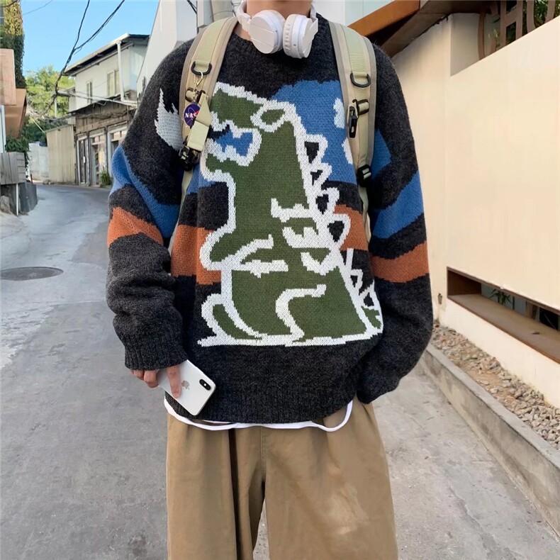 时尚套头宽松针织衫圆领秋季毛衣喷火龙毛衣M644P40,男装针织衫/毛衣,星座1116-2