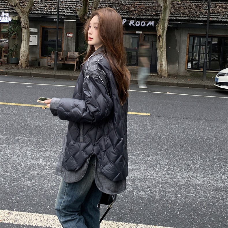 牛仔设计师款90羽绒服假两件轻薄两穿上衣2C291-YRF314-P225-K499,女装羽绒服,2C291