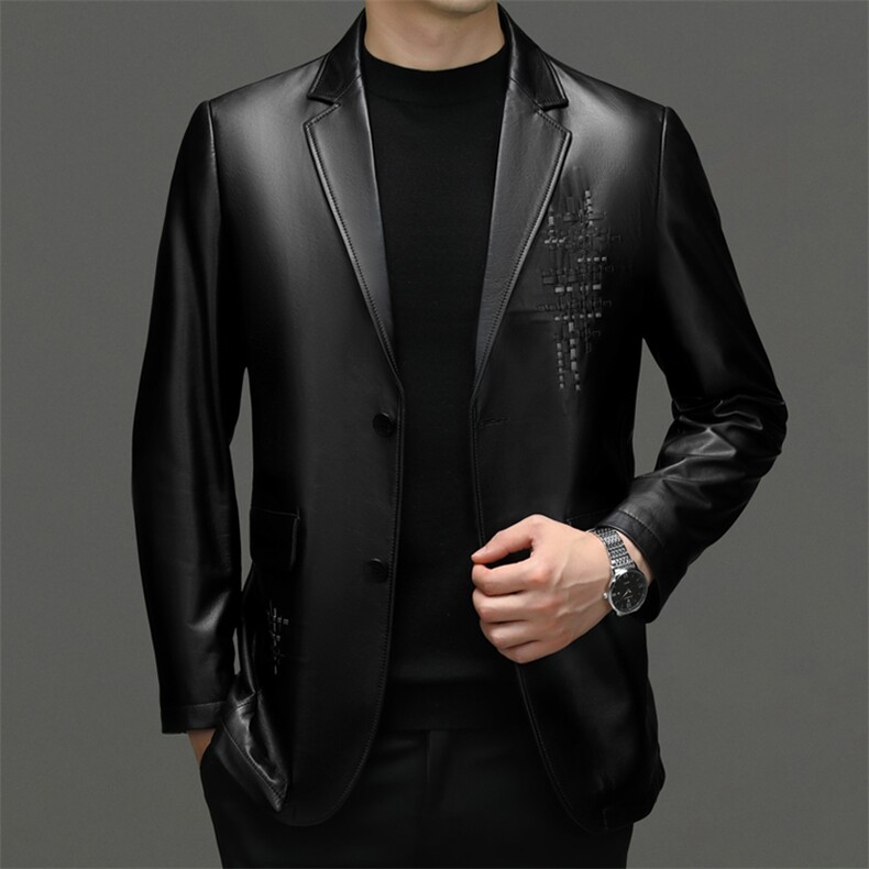 DLSN8026秋冬新款海宁男士山羊皮皮衣皮西服休闲男装外套百搭,男装西服,电商B360