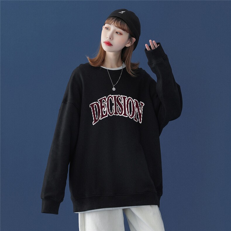 春季小众衣服2024年新款韩版字母宽松显瘦长袖卫衣 W167 P30控48图片