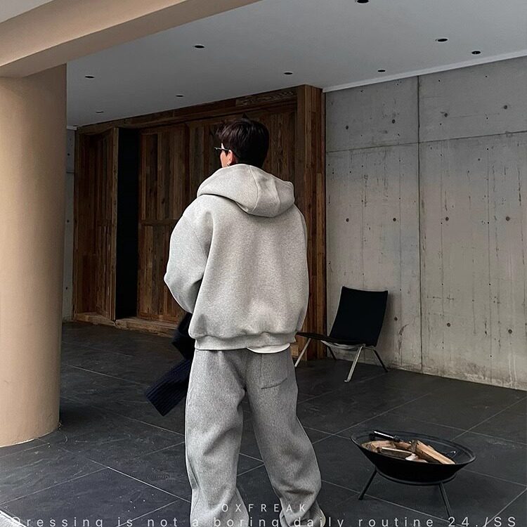 美式重磅双拉链连帽卫衣外套男秋冬痞帅休闲外套加厚撞色情侣开衫,女装短外套,星座1210-1