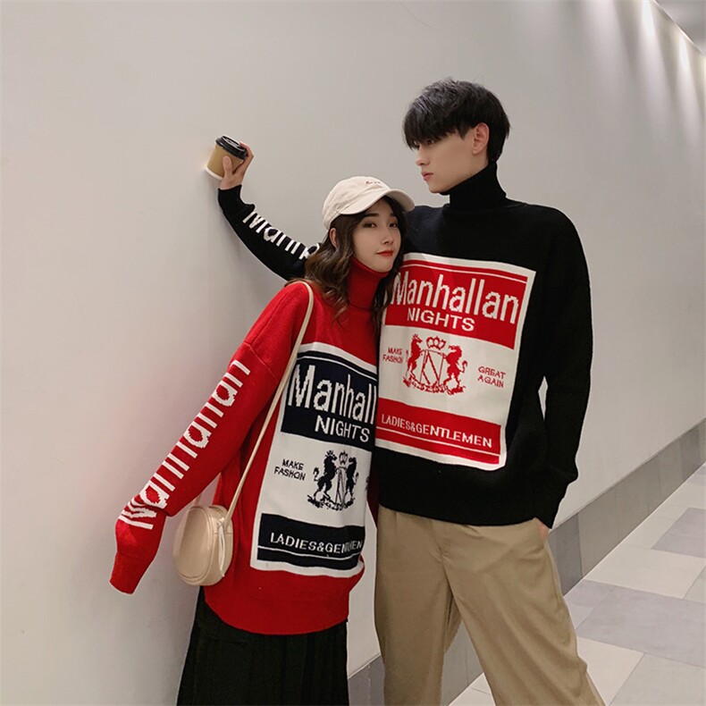19S情侣毛衣男女韩版慵懒风宽松针织衫男长袖T001-P65,男装针织衫/毛衣,星座1501