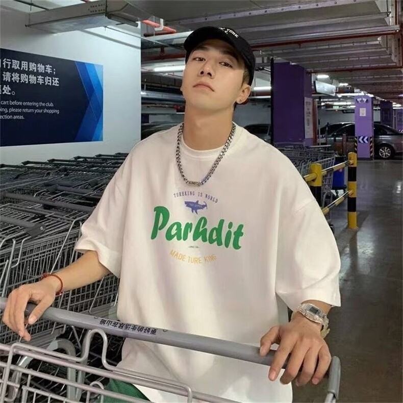 简约2026夏季新款圆领休闲五分短袖圆领男装网红时尚夏装上衣百搭，男装T恤，星座218-8