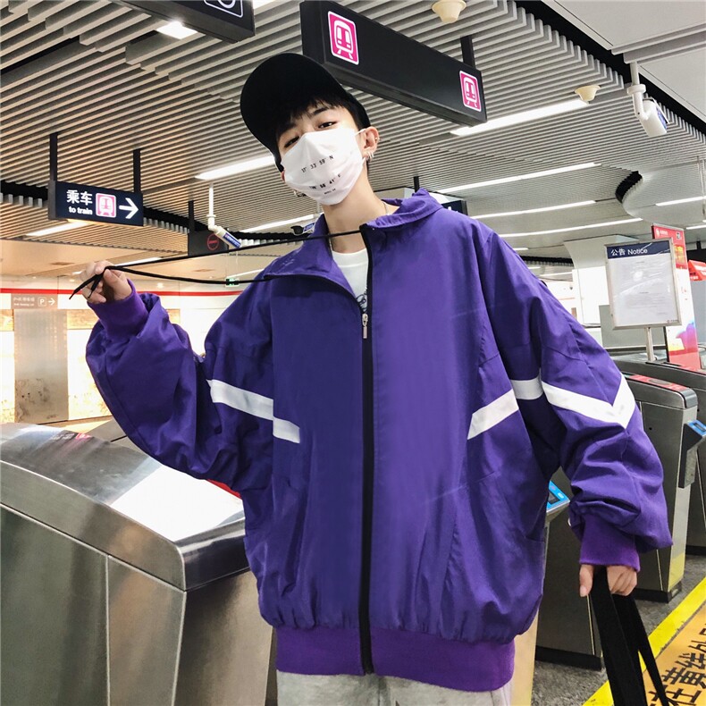 703-J秋季男式港风宽松夹克拼色休闲外套情侣,男装夹克,星座703