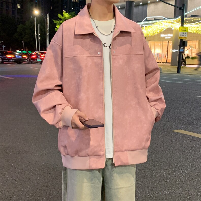 美式复古翻领皮衣外套男美拉德高级感麂皮绒情侣夹克图片