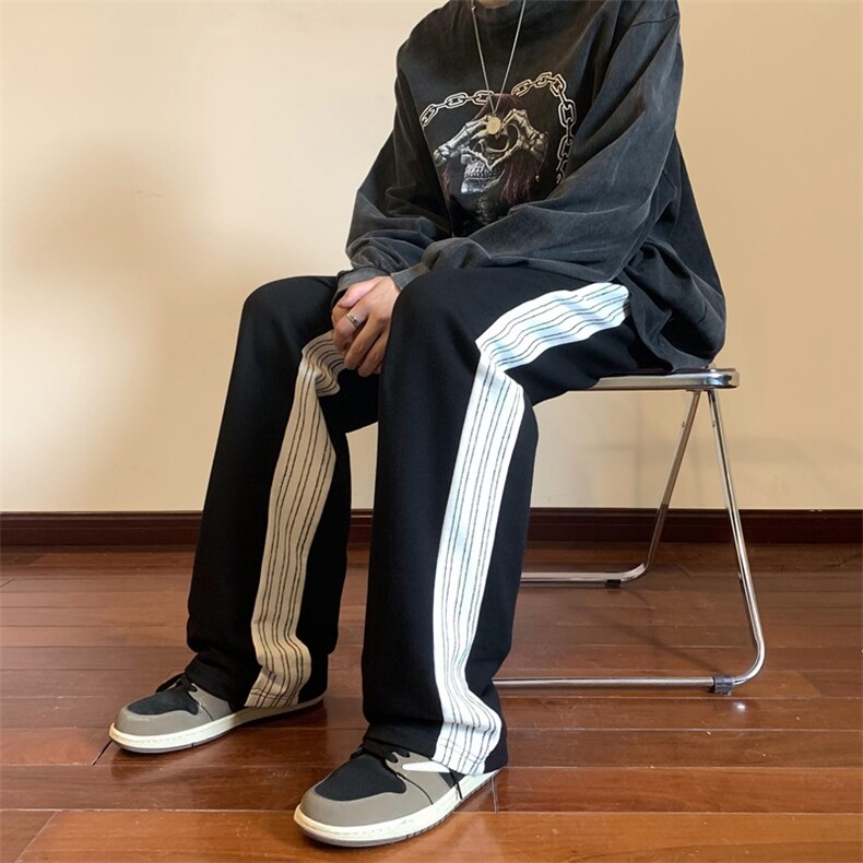 春秋款拼接条纹卫裤50棉现货XZ604-KP75-P55控68,男装休闲裤,星座604