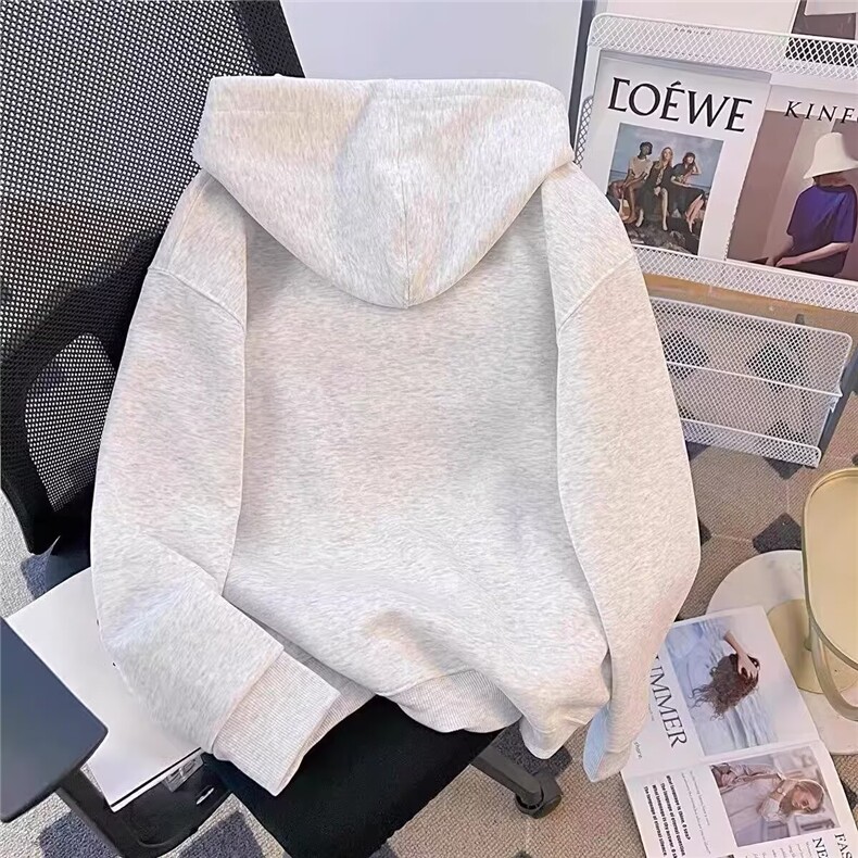 春秋季港风潮流连帽印花卫衣男女款加绒韩版宽松潮流百搭卫衣套头,男装卫衣,星座715-4