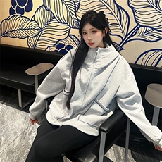 抖音得物高品质秋冬美式高街重磅结构辑明线纹理连帽卫衣外套W111，男装卫衣，电商A486