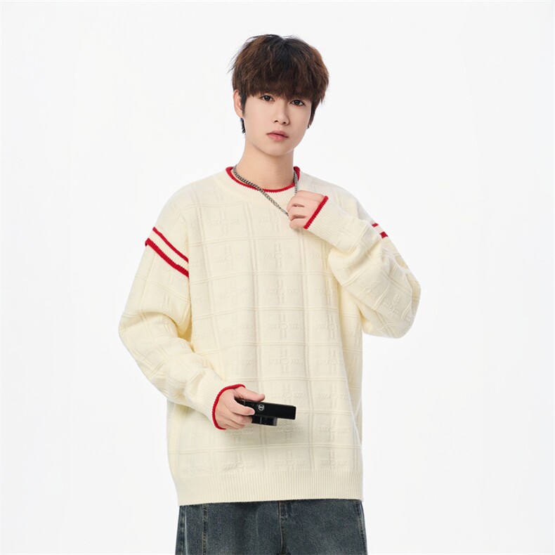 25711-特P50秋季时尚圆领毛衣外套男士针织衫简约宽松内搭打底衫，男装T恤，电商D310B
