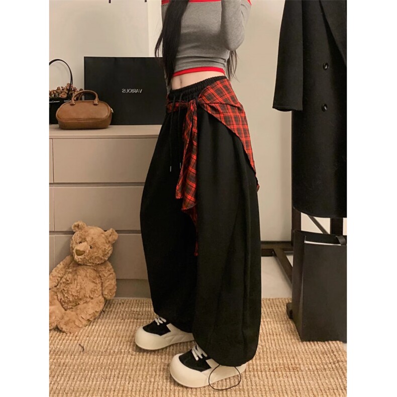 加绒美式嘻哈街舞叠穿可拆卸阔腿裤男女宽松垂感休闲拖地长裤,男装卫衣,星座506A