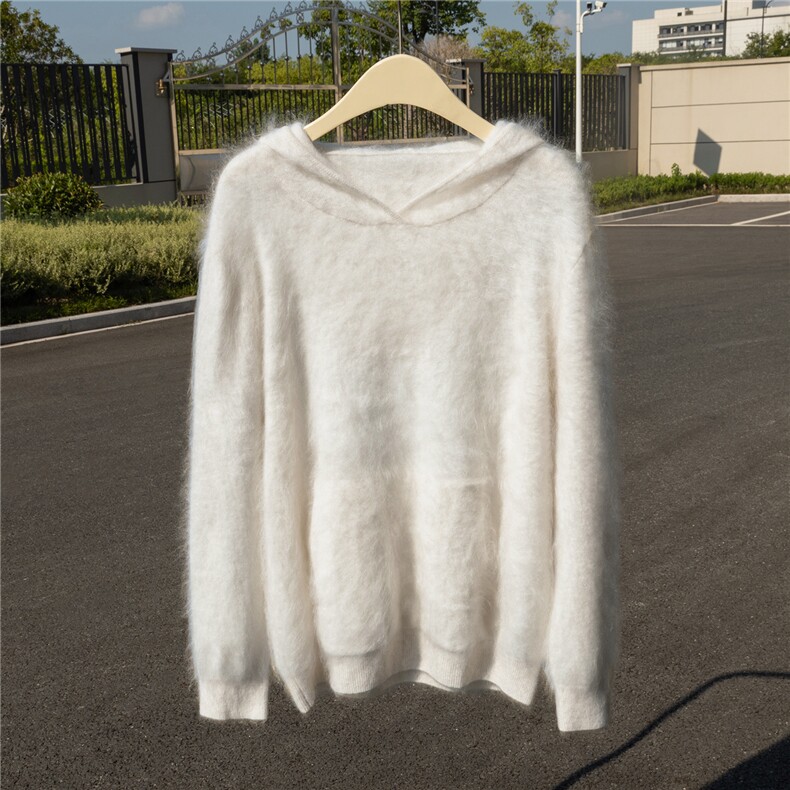 HE|真拉绒工艺！加厚A规100%纯山羊绒帽衫女连帽针织卫衣毛衣，女装羊绒衫，诚赞羊绒