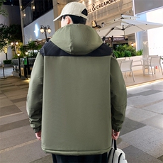 港风秋季男士夹克男宽松时尚连帽休闲夹克外套上衣J898-P53加绒63，男装夹克，星座310B-3