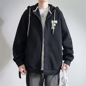 新款男百搭设计感连帽纯色情侣港风白墙针织外套WT3418-P55控88图片