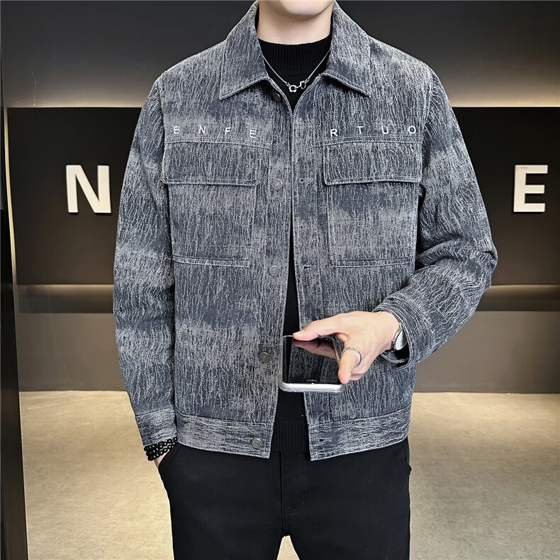 加绒加厚牛仔夹克外套秋冬2025新款水洗潮牌刺绣A313-99527-P145,男装夹克,电商A313