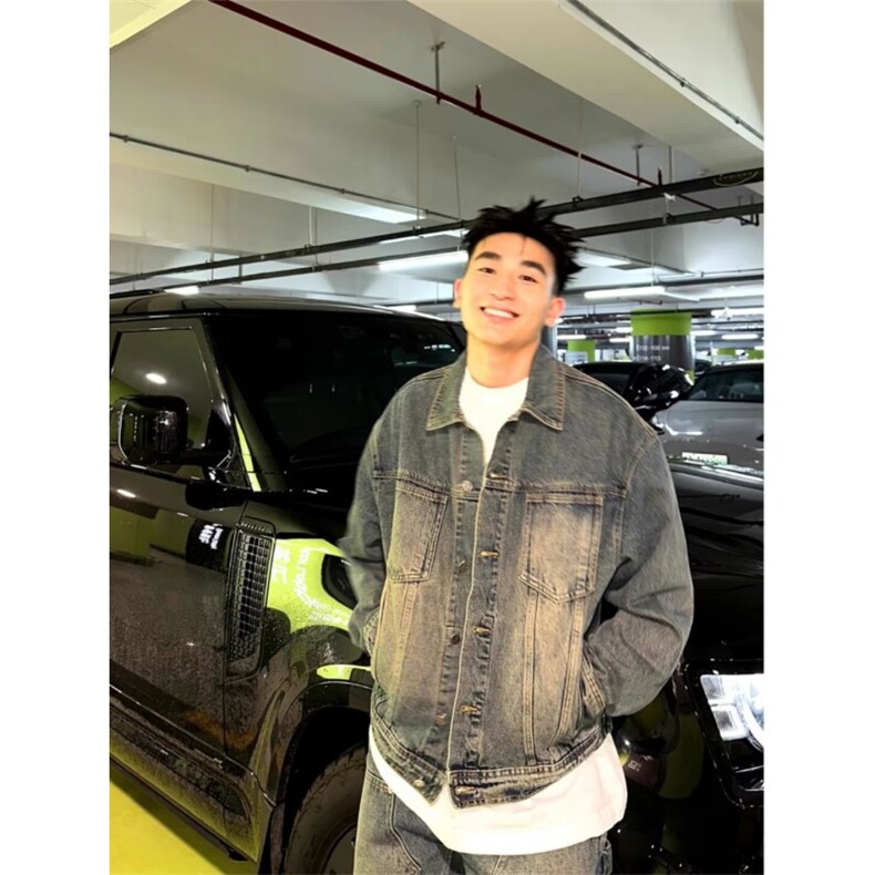 1506/QW0300/P45春秋新款牛仔外套男青年落肩袖复古牛仔外衣潮装,男装工装外套,星座1506