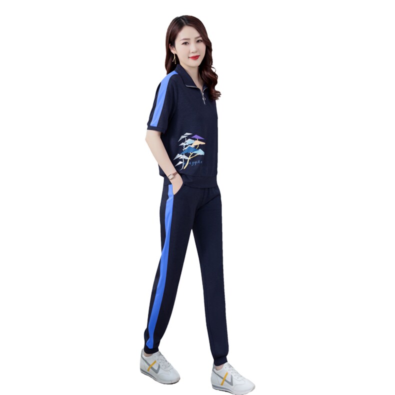 运动休闲套装女夏季2023新款高级感时尚洋气短袖小个子修身两件套,女装套装/套裙,梦依杭