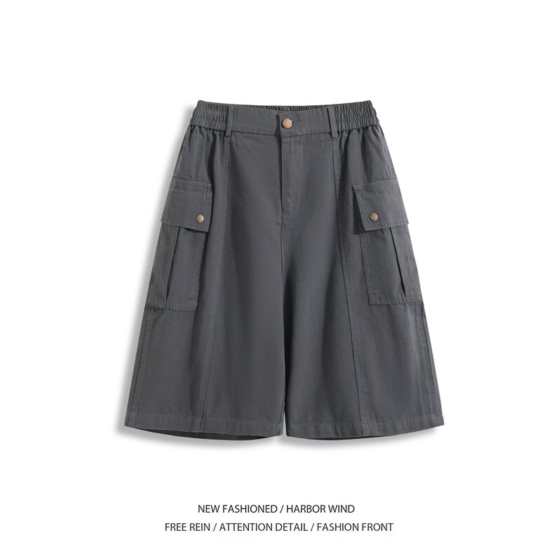 抖音品质夏季新款工装口袋宽松百搭中裤B315-K25797-特p42控78,男装休闲裤,电商B315