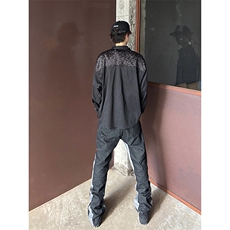 B221美式ins高街小众情侣个性款拼接微喇牛仔裤LK23095-P65控88，男装牛仔裤，电商B221