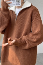 8XL-M立领半拉链毛衣男大码慵懒风宽松日系针织衫外套MY19002P78，男装针织衫/毛衣，电商B312