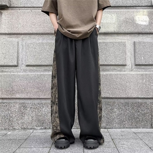 阔腿裤男士韩版潮流拼色垂感帅百搭宽松2024夏季ins西裤K5495-P43图片