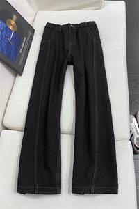 B221美式ins高街暗黑宽松直筒弯刀牛仔裤 LK25597-特P38控78图片