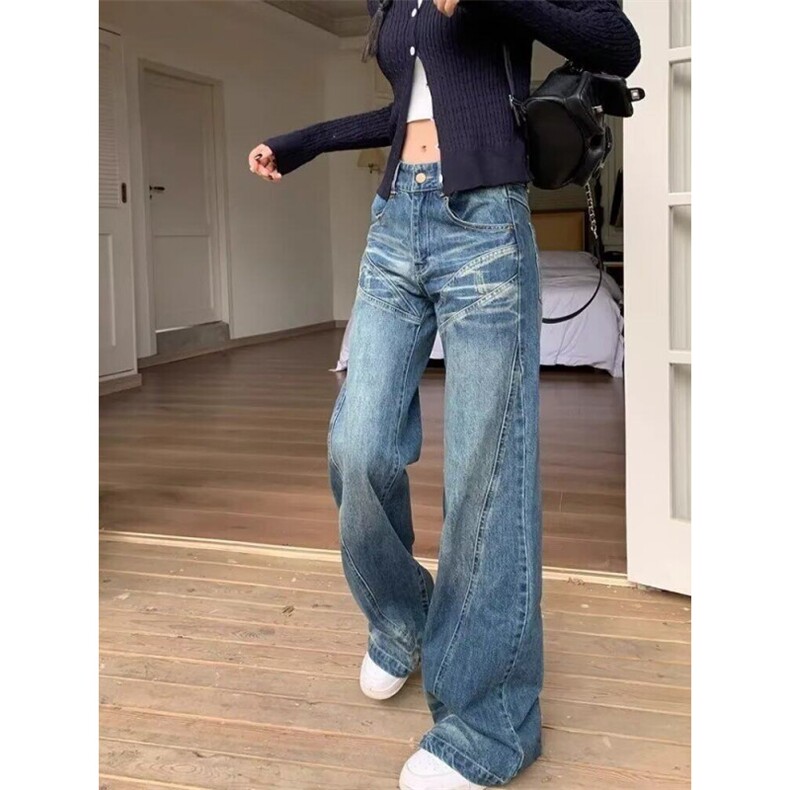 牛仔裤男女韩版潮流做旧帅气百搭直筒2025春季ins长裤RK2519-P40,男装牛仔裤,星座412-1