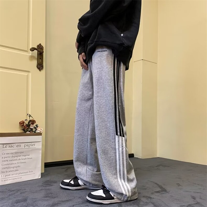 休闲裤男韩版潮流条纹2023秋冬季新款ins宽松百搭长裤K2833-P31,男装休闲裤,星座412