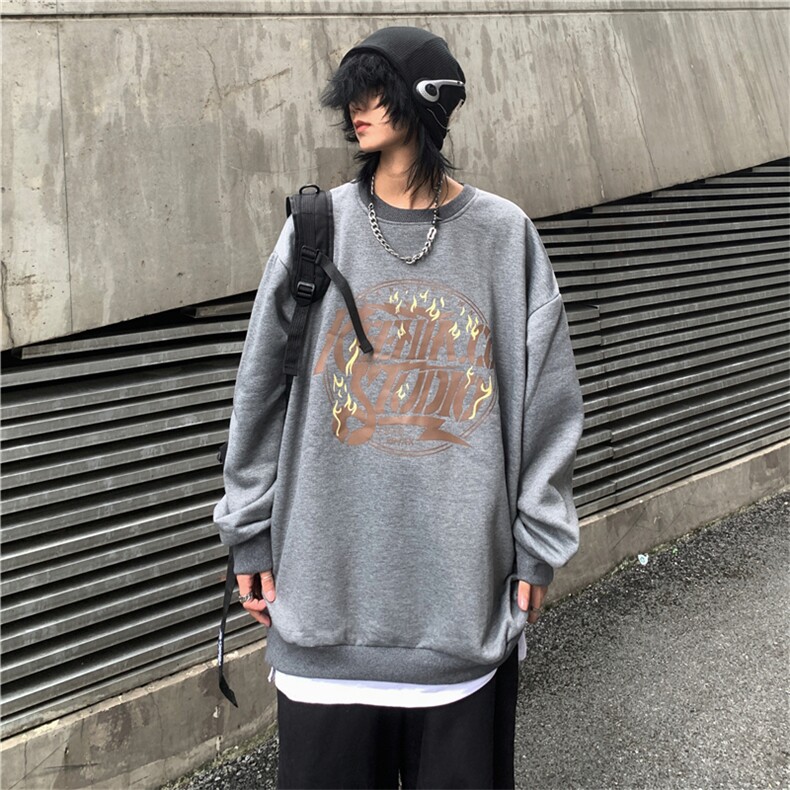 INS美式街头复古美式设计感字母印花宽松百搭圆领卫衣E711-P55,男装卫衣,星座911-2(原星座613-2）