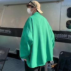 长袖衬衫男新款复古华夫格街头休闲衬衣潮CS0316-P40，男装衬衫，星座308B-1