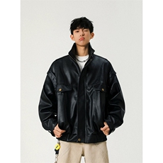 706-PY8815-P85现货秋季男士百搭机车服皮衣宽松短款夹克外套，男装皮衣，星座706