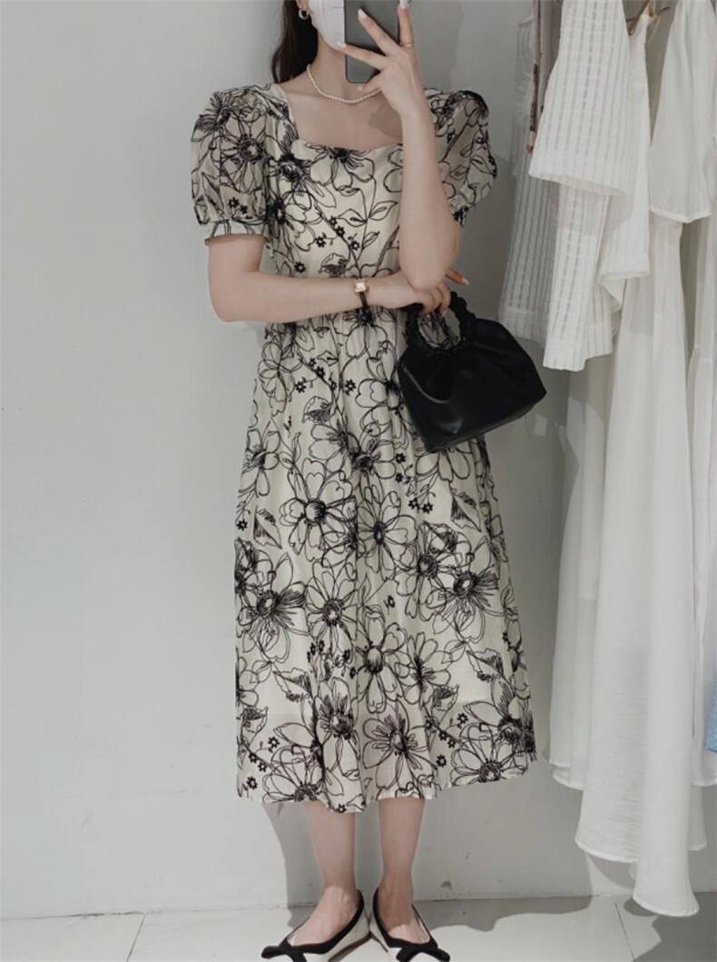 植绒连衣裙，女装连衣裙，驿谷